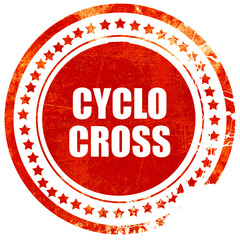 cyclo cross sign background, grunge red rubber stamp on a solid 