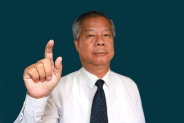 businessman point finger