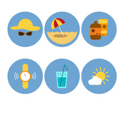 Sun protection icons set. Flat design.
