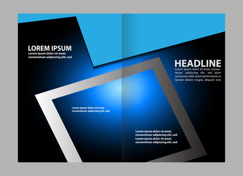 Vector design of the blue flyer elements and place for pictures. Poster template for your business
