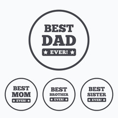 Best mom and dad, brother, sister icons.