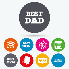 Best mom and dad, son, daughter icons.