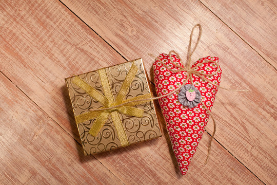 vintage textile heart and love box
