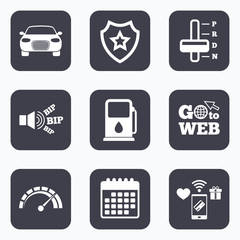 Transport icons. Tachometer and petrol station.