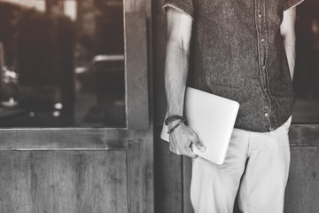 Man Holding Tablet Lifestyle Concept