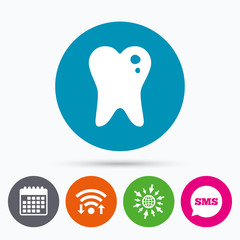 Caries tooth sign icon. Dental care symbol.