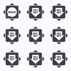 Sale discounts icons. Special offer signs.