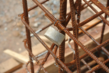 Hot rolled deformed steel bars or steel reinforcement bar. The reinforcement bar is part of...