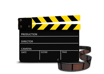 Clapperboard and film strip