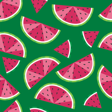 Seamless watermelon with green background