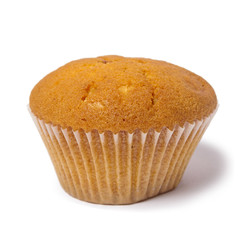 One Fresh Baked Double Chip Muffin Isolated On White