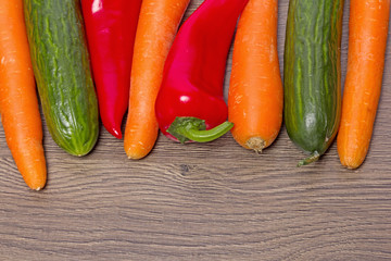 vegetables on a wooden background