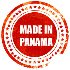 Made in panama, grunge red rubber stamp on a solid white backgro
