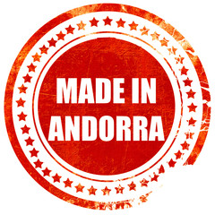 Made in andorra, grunge red rubber stamp on a solid white backgr