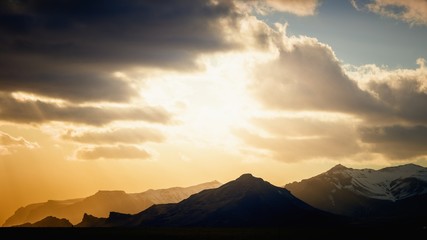 Sunset above mountains