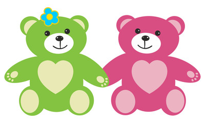 Bears Couple in cartoon style