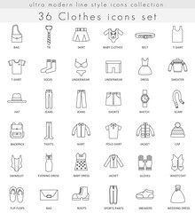 Vector Clothes footwear ultra modern outline line icons for web and apps.