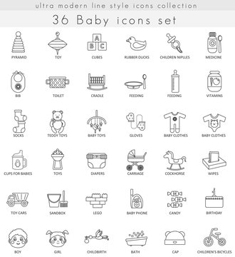 Vector Baby ultra modern outline line icons for web and apps.