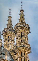 Fototapeta na wymiar Gothic towers on town hall in Leuven Belgium
