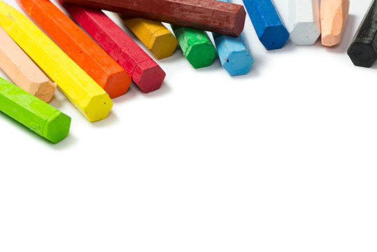 Spectrum of colorful crayons