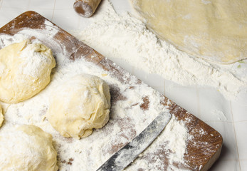 dough on a wooden Board