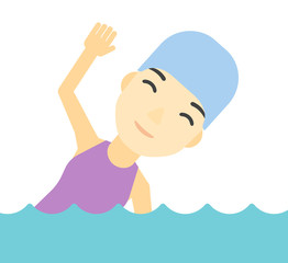 Swimmer training in pool.