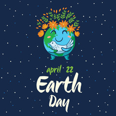 Fototapeta premium Earth globe vector cartoon card