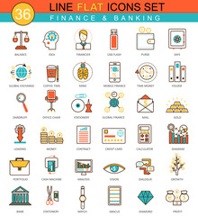 Vector Finance flat line icon set. Modern elegant style design  for web.