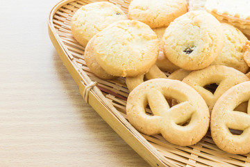 Cookies in bamboo bowl