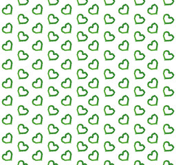 Green leaves heart symbols pattern. Seamless Green Leaves