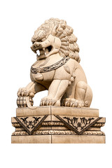 Chinese lion statue isolated on white