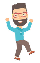 Successful businessman running