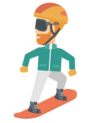 Young man snowboarding.