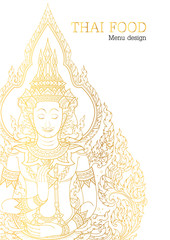 Thai food restaurant white and gold vector illustration
