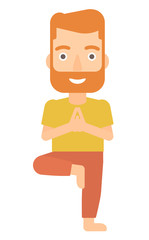 Man practicing yoga.