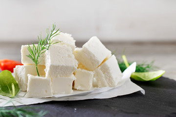 Sliced feta cheese