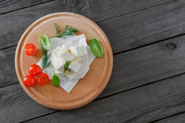 Sliced feta cheese