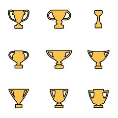 Trendy flat line icon pack for designers and developers. Vector line trophy icon set, trophy icon object, trophy icon picture, trophy image - stock vector