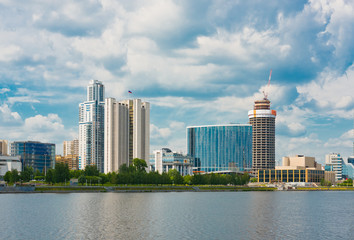 Fototapeta premium View of quay wharf embankment Yekaterinburg City.
