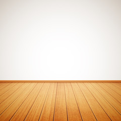 realistic wood floor and white wall