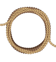round  frame of ropes isolated on white. Marine  good mood
