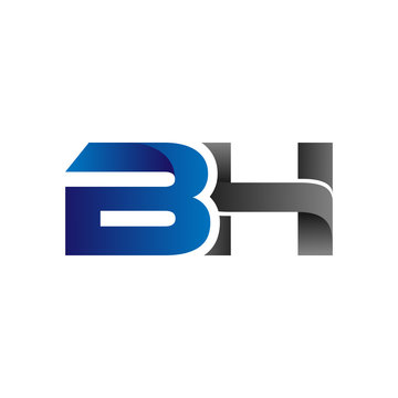 Modern SImple Initial Logo Vector Blue Grey bh