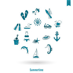 Summer and Beach Simple Flat Icons
