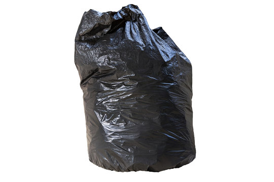 close-up of a full garbage bag isolated on white