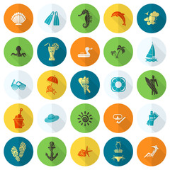 Summer and Beach Simple Flat Icons
