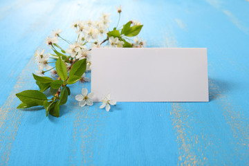 Flowers of cherry  and card