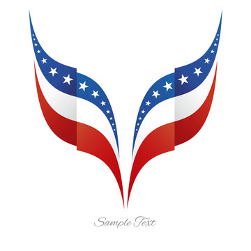 Abstract US eagle flag ribbon logo white background