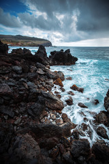 Easter Island rocky coast.