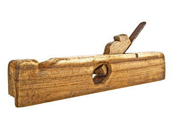 Old wooden jointer isolated on white background