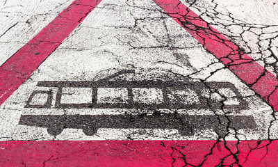 Fototapeta premium Road sign streetcar